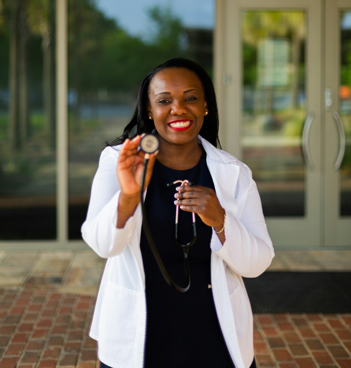 A primary care physician outside her practice.